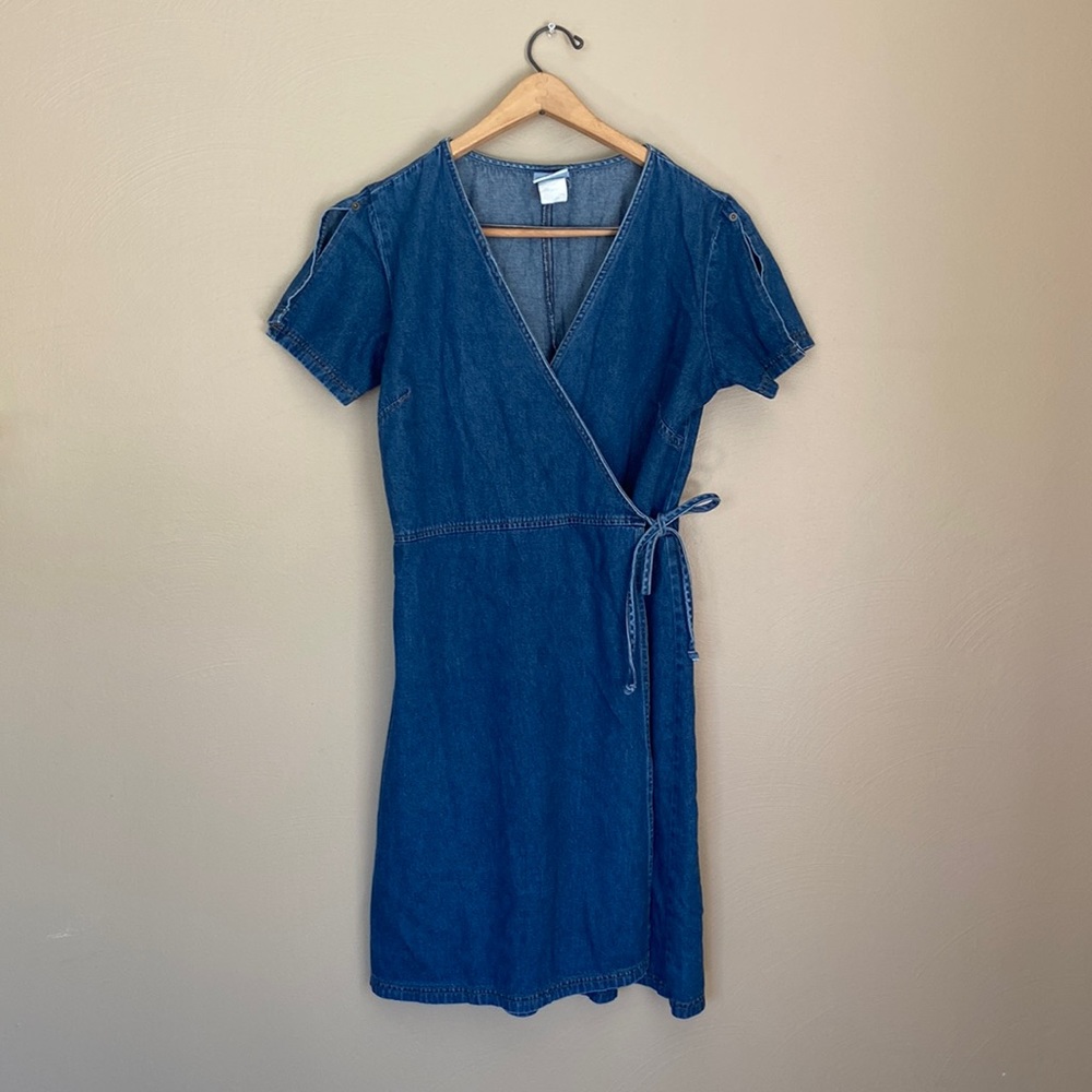 Vintage denim wrap dress